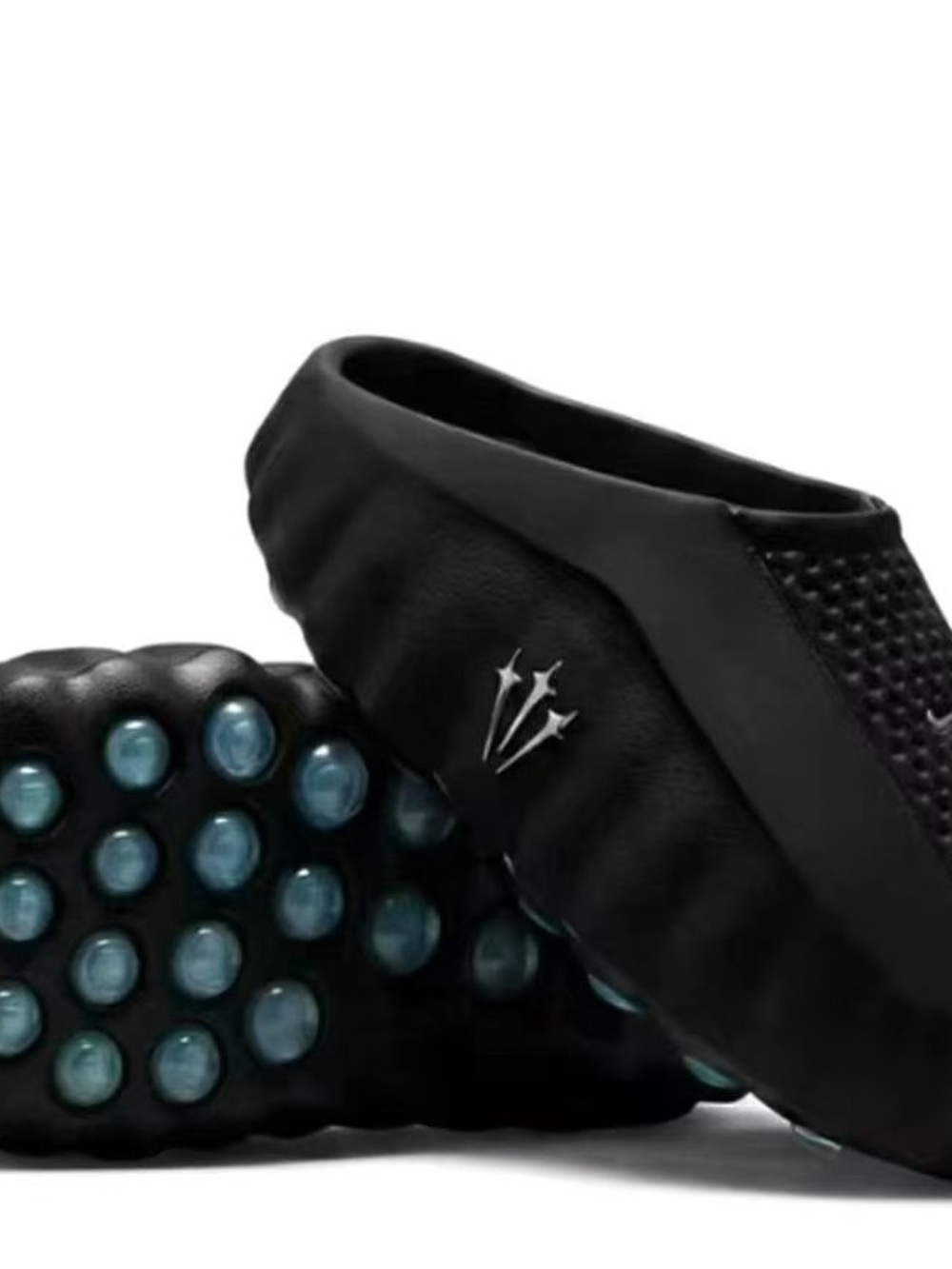 Nike Men's Black Slip-On Swim Clogs with Teal Cushion Pods